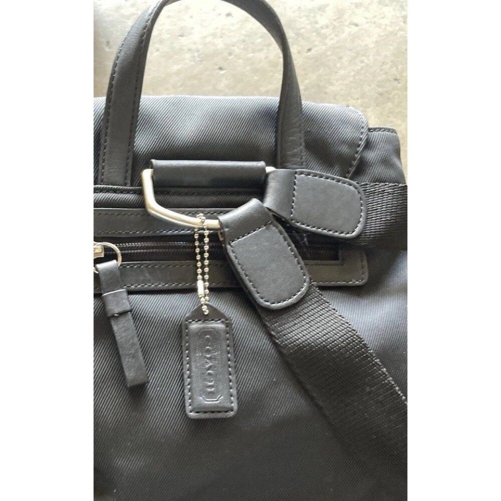 Vintage Coach Black Nylon Mini Backpack Leather Cargo Backpack Travel - Picture 2 of 15